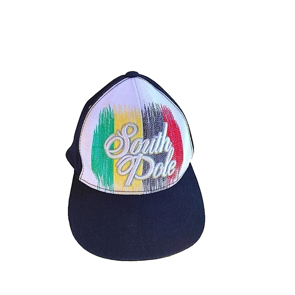 South Pole Baseball Hat Embroidered Cap Black, White, Red, Green and Yellow - Picture 4 of 7